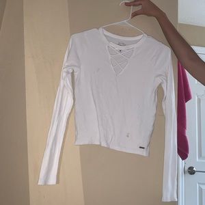 Hollister white 3/4 sleeve